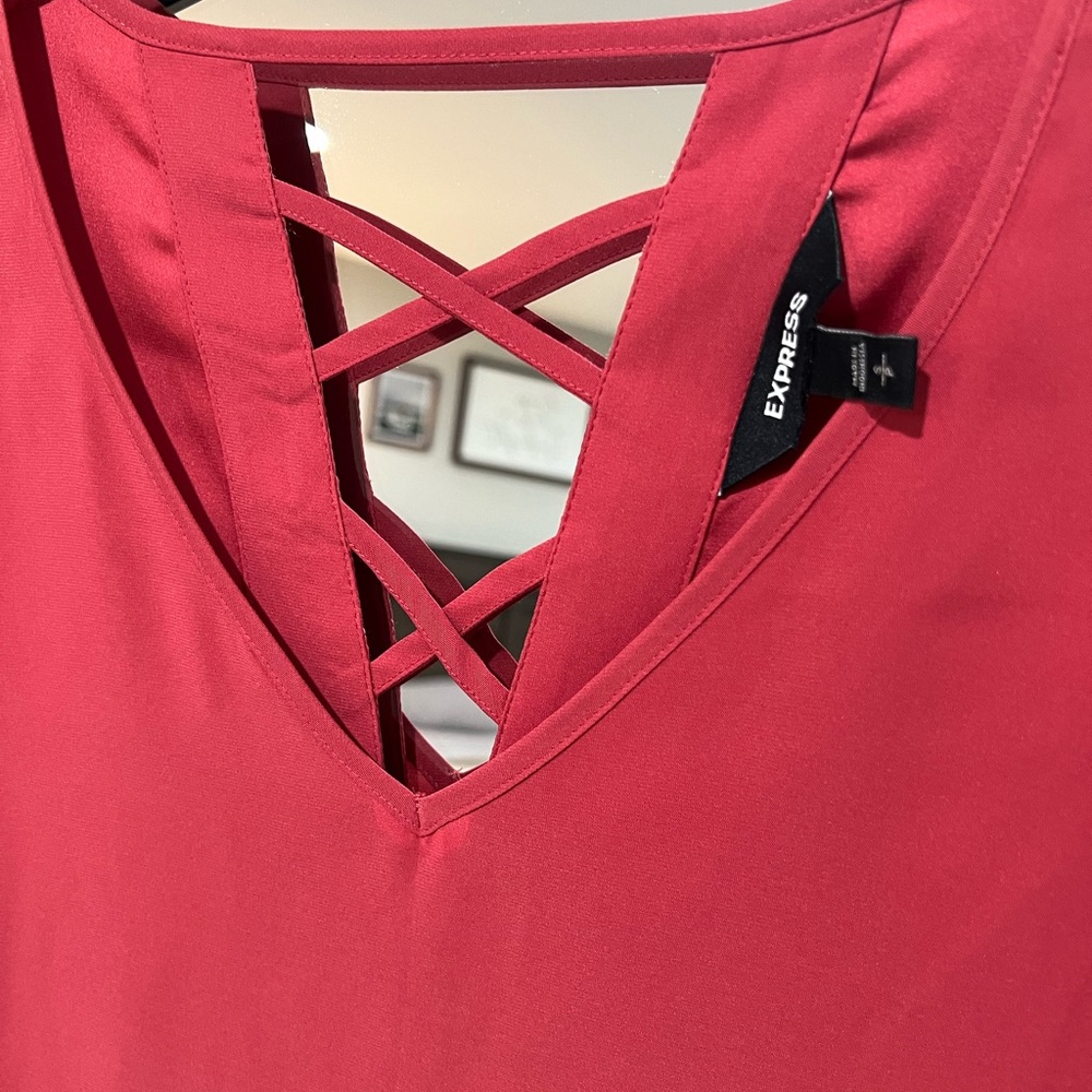 Express: Size Small, Red split back top - Picture 2 of 5